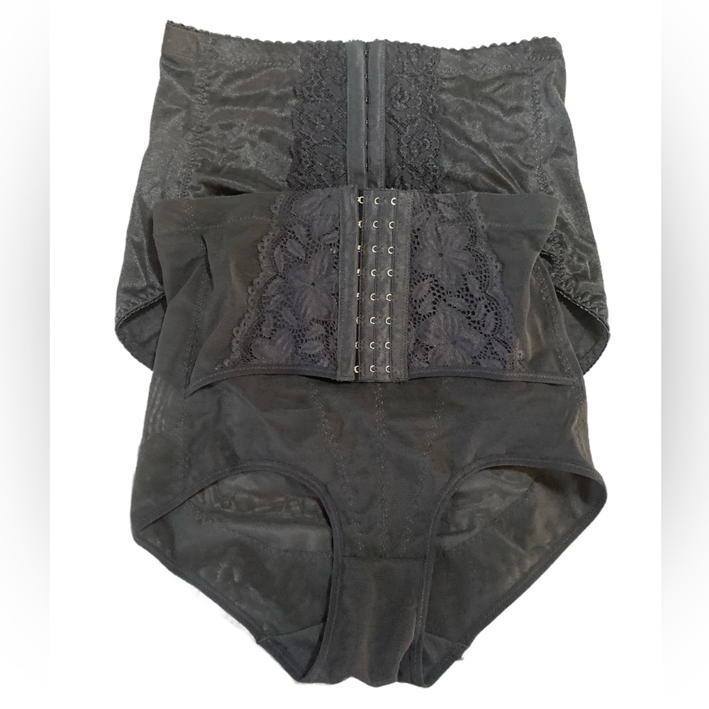 Vtg Delta Burke Black Floral Laced Corset‎ Shapewear Panties & 1 Unbranded L/XL